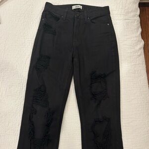 Black Wide Leg Ripped Jeans